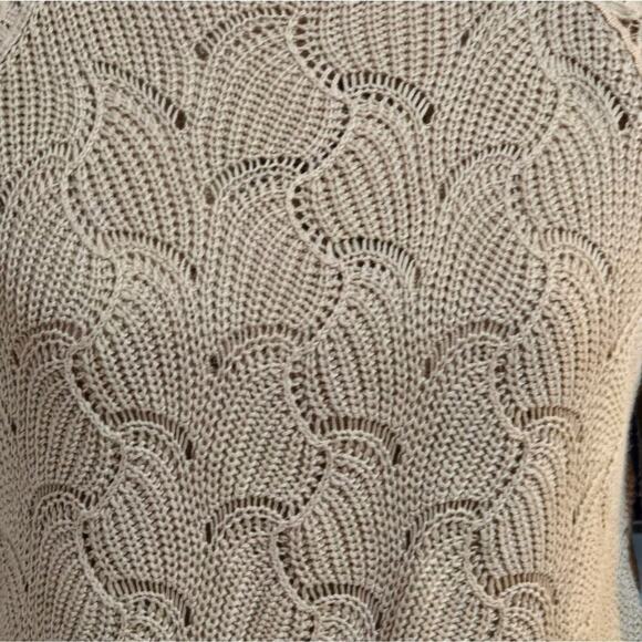 Andree by Unit Beige‎ Victorian Crochet Lace Inset Sweater Women's Size Medium - Picture 7 of 9